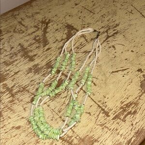 Vintage Multi Strand Heishi Bead and Green Opal Necklace